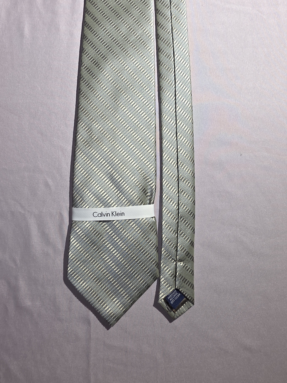 Calvin Klein Olive Green/Gold Diagonal Stripe Silk Tie